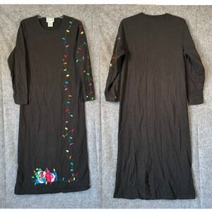 Vintage‎ Quacker Factory Maxi Holiday Christmas Medium Shift Kaftan Embroidered